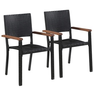 vidaXL, vidaXL Gartenstühle 2 Stk. Poly-Rattan Schwarz