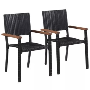 vidaXL, vidaXL Gartenstühle 2 Stk. Poly-Rattan Schwarz, vidaXL Gartenstühle 2 Stk. Poly-Rattan Schwarz