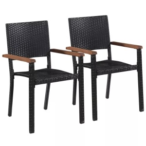 vidaXL, vidaXL Gartenstühle 2 Stk. Poly-Rattan Schwarz
