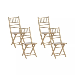 Beliani, Set mit 4 Stühlen aus Buchenholz Modern MACHIAS Set mit 4 Stühlen aus Buchenholz Modern MACHIAS, Beliani - Esszimmerstuhl 4er Set aus Buchenholz Modern MACHIAS, One Size, Gelbgold