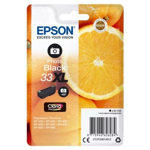 Epson, Tintenpatrone XL photo schwarz T336140 XP-530/630/830 400 Seiten, Epson - Oranges Singlepack Photo Black 33XL Claria Premium Ink, Multicolor, One Size