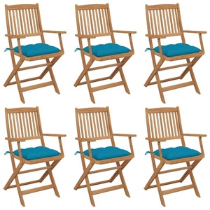 vidaXL, vidaXL Klappbare Gartenstühle 6 Stk. mit Kissen Massivholz Akazie, 
