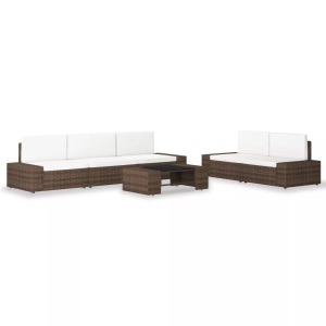 Diverse Hardware, 6-tlg. Garten-Lounge-Set Poly Rattan Braun