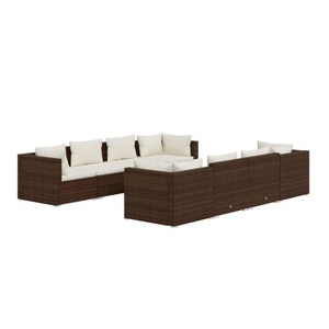 vidaXL, vidaXL 9-tlg. Garten-Lounge-Set mit Kissen Poly Rattan Braun, vidaXL 9-tlg. Garten-Lounge-Set mit Kissen Poly Rattan Braun