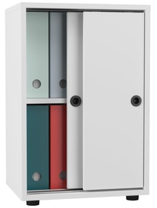 Büroschrank Bücher Ordner Aktenschrank Büromöbel Schrank Ulas 2-fach Schiebetüren Unisex Weiss ONE SIZE