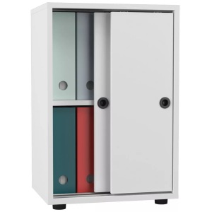 VCM, Büroschrank Bücher Ordner Aktenschrank Büromöbel Schrank Ulas 2-fach Schiebetüren Unisex Weiss ONE SIZE
