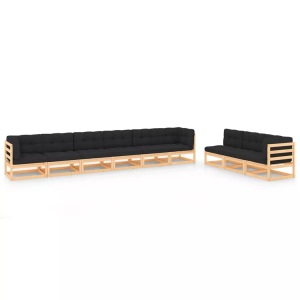 vidaXL, vidaXL 9-tlg. Garten-Lounge-Set mit Kissen Massivholz Kiefer, vidaXL 9-tlg. Garten-Lounge-Set mit Kissen Massivholz Kiefer