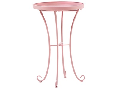 Beliani, Beistelltisch rosa Metall 40 cm rund CAV, Beliani - Outdoor Beistelltisch aus Eisen Retro CAVINIA, One Size, Pink
