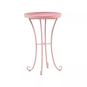 Beliani, Beistelltisch rosa Metall 40 cm rund CAV, Beliani - Outdoor Beistelltisch aus Eisen Retro CAVINIA, One Size, Pink