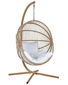 Beliani, Hängesessel mit Gestell aus PE Rattan Boho ACRI Hängesessel mit Gestell aus PE Rattan Boho ACRI, Beliani - Hängesessel mit Gestell aus PE Rattan Boho ACRI, One Size, Perle