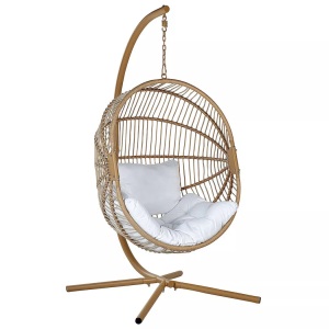 Beliani, Hängesessel mit Gestell aus PE Rattan Boho ACRI Hängesessel mit Gestell aus PE Rattan Boho ACRI, Beliani - Hängesessel mit Gestell aus PE Rattan Boho ACRI, One Size, Perle