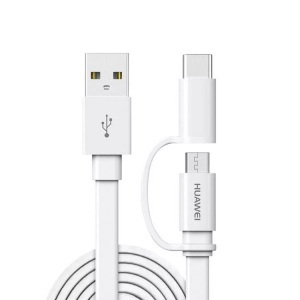 Huawei, HUAWEI AP55S Handy Adapterkabel 2 in1 Daten-/ Ladekabel Micro-USB mit USB-C™ Adapter 1.5 m Weiß, Apple - Huawei USB C / Micro-USB Kabel Weiß, Weiss, One Size