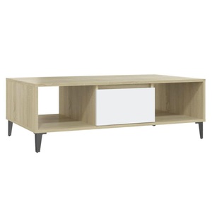vidaXL, vidaXL Couchtisch Weiß und Sonoma-Eiche 103,5x60x35 cm Spanplatte