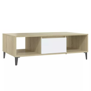 vidaXL, vidaXL Couchtisch Weiß und Sonoma-Eiche 103,5x60x35 cm Spanplatte