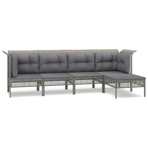 vidaXL, vidaXL 5-tlg. Garten-Lounge-Set mit Kissen Grau Poly Rattan