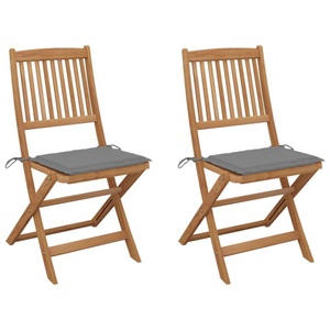 vidaXL, vidaXL Klappbare Gartenstühle 2 Stk. mit Kissen Massivholz Akazie, 