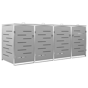 vidaXL, vidaXL Mülltonnenbox für 4 Tonnen 276,5x77,5x115,5 cm Edelstahl, vidaXL Mülltonnenbox für 4 Tonnen 276,5x77,5x112,5 cm Edelstahl