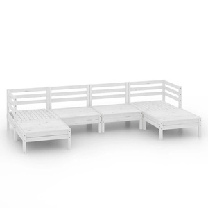vidaXL, vidaXL 6-tlg. Garten-Lounge-Set Weiß Massivholz Kiefer, vidaXL 6-tlg. Garten-Lounge-Set Weiß Massivholz Kiefer