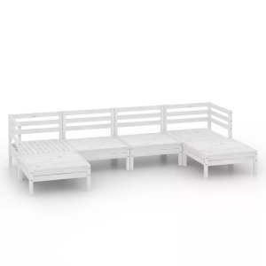 vidaXL, vidaXL 6-tlg. Garten-Lounge-Set Weiß Massivholz Kiefer, vidaXL 6-tlg. Garten-Lounge-Set Weiß Massivholz Kiefer