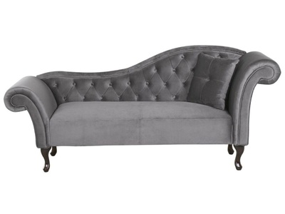 Beliani, Beliani Chaiselongue Samtstoff grau rechtsseitig LATTES, 