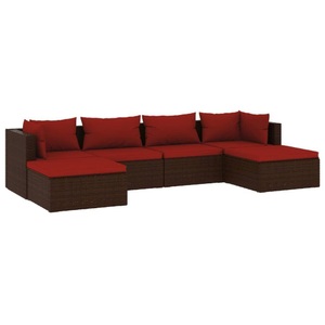 vidaXL, vidaXL 6-tlg. Garten-Lounge-Set mit Kissen Poly Rattan Braun