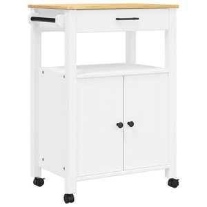 vidaXL, vidaXL Küchenwagen MONZA 60x40x90 cm Massivholz Kiefer, VidaXL - Küchenwagen kiefernholz, One Size, Weiss