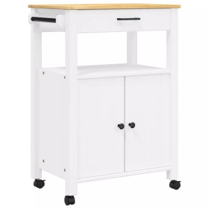 vidaXL, vidaXL Küchenwagen MONZA 60x40x90 cm Massivholz Kiefer, VidaXL - Küchenwagen kiefernholz, One Size, Weiss
