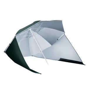 Northio, Northio - Sonnenschirm Mit Windschutz 2 In 1 Strandschirm & Strandmuschel, Dunkelgrün, ?210Xh222Cm, 50 CM