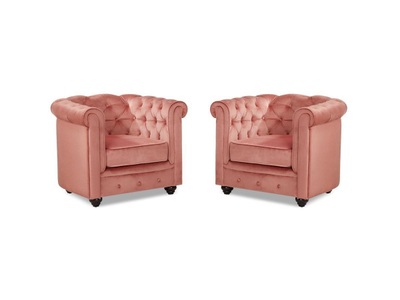 Vente-unique, Sessel 2erSet CHESTERFIELD Samt Rosa Sessel 2erSet CHESTERFIELD Samt Rosa, 