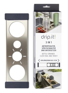 Sanni Shoo, Sanni Shoo drip.it – Multifunktionaler Flaschen-Abtropfhalter für Spülen, Sanni Shoo - drip.it Abtropfständer für Flaschen, 42cm, Silber