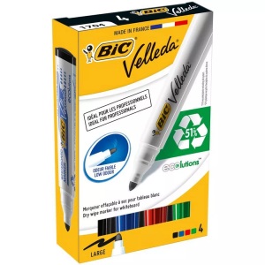 Bic, BIC Whiteboard Marker Velleda 1701 ECOlutions 4er Set, Bic Marker Velleda 1701, 1,5mm, 904941, (4er Etui)