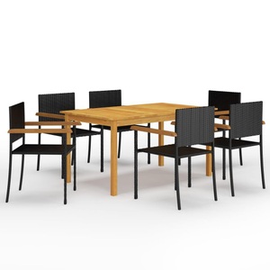 vidaXL, vidaXL 7-tlg. Garten-Essgruppe Schwarz, vidaXL 7-tlg. Garten-Essgruppe Schwarz