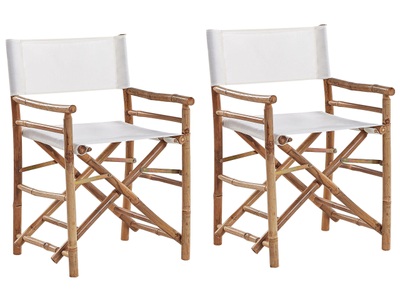 Beliani, Set mit 2 Stühlen aus Bambusholz Boho MOLISE Set mit 2 Stühlen aus Bambusholz Boho MOLISE, Beliani - Gartenstuhl 2er Set aus Bambusholz Retro MOLISE, One Size, Schneeweiss