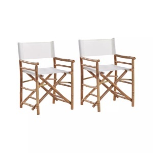 Beliani, Set mit 2 Stühlen aus Bambusholz Boho MOLISE Set mit 2 Stühlen aus Bambusholz Boho MOLISE, Beliani - Gartenstuhl 2er Set aus Bambusholz Retro MOLISE, One Size, Schneeweiss