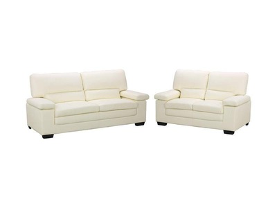 Vente-unique, Couchgarnitur 3+2 - Büffelleder - Elfenbeinfarben - MIMAS II Couchgarnitur 3+2 - Büffelleder - Elfenbeinfarben - MIMAS II, 