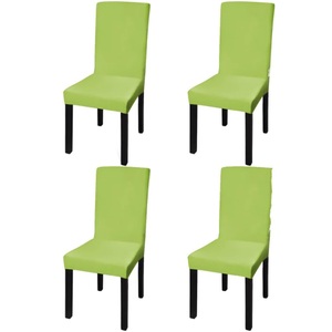 vidaXL, vidaXL Gerader Stretch Stuhlbezug 4 Stück Grün, vidaXL Stretch-Stuhlhussen Gerade 4 Stk. Grün