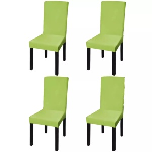 vidaXL, vidaXL Gerader Stretch Stuhlbezug 4 Stück Grün, vidaXL Stretch-Stuhlhussen Gerade 4 Stk. Grün