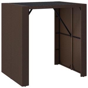 vidaXL, vidaXL Bartisch mit Glasplatte Braun 105x80x110 cm Poly Rattan, vidaXL Bartisch mit Glasplatte Braun 105x80x110 cm Poly Rattan