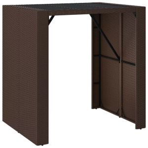 vidaXL, vidaXL Bartisch mit Glasplatte Braun 105x80x110 cm Poly Rattan, vidaXL Bartisch mit Glasplatte Braun 105x80x110 cm Poly Rattan