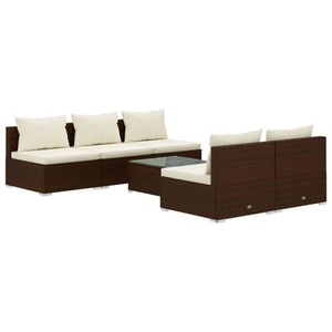 vidaXL, vidaXL 6-tlg. Garten-Lounge-Set mit Kissen Poly Rattan Braun, 