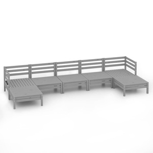 vidaXL, vidaXL 7-tlg. Garten-Lounge-Set Grau Massivholz Kiefer, vidaXL 7-tlg. Garten-Lounge-Set Grau Massivholz Kiefer