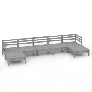 vidaXL, vidaXL 7-tlg. Garten-Lounge-Set Grau Massivholz Kiefer