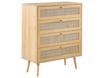 Beliani, Kommode Mit 4 Schubladen Aus Rattan Modern Perote Unisex ONE SIZE, Beliani - Kommode mit 4 Schubladen aus Rattan Boho PEROTE, One Size, Light Beige