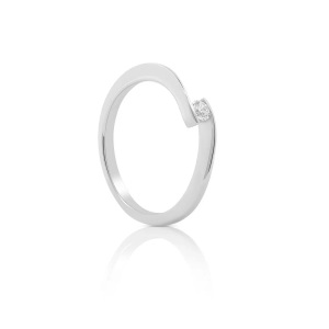 MUAU Schmuck, Solitaire Ring Diamant 0.10ct. Weissgold 750 Damen Silber 54, MUAU Schmuck - Solitaire Ring Diamant 0.10ct. Weissgold 750, 54, Weiss