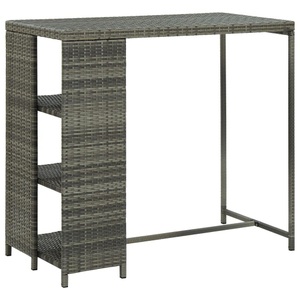 vidaXL, vidaXL Bartisch mit Regal Grau 120x60x110 cm Poly Rattan, vidaXL Bartisch mit Regal Grau 120x60x110 cm Poly Rattan