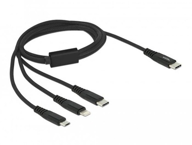 undefined, DELOCK 87149 USB Kabel 1 m USB 2.0 USB C USB C/micro-USB B/Lightning Schwarz