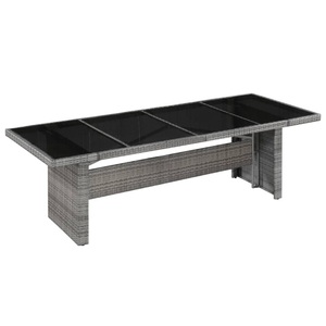 Diverse Hardware, Garten-Esstisch Poly Rattan und Glas 240 x 90 x 74 cm