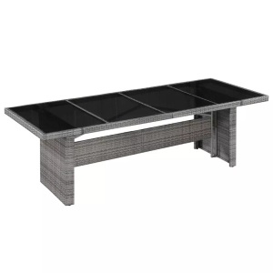 Diverse Hardware, Garten-Esstisch Poly Rattan und Glas 240 x 90 x 74 cm, vidaXL Gartentisch 240x90x74 cm Poly Rattan und Glas