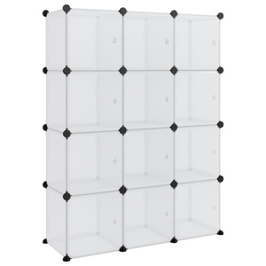 vidaXL, vidaXL Regalsystem mit 12 Würfeln und Türen Transparent PP, vidaXL Regalsystem mit 12 Würfeln und Türen Transparent PP