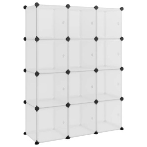 vidaXL, vidaXL Regalsystem mit 12 Würfeln und Türen Transparent PP, vidaXL Regalsystem mit 12 Würfeln und Türen Transparent PP